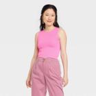 Women's Slim Fit Seamless Ribbed Tank Top - A New Day Pink