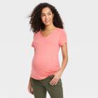 Short Sleeve V-neck Side Shirred Maternity T-shirt - Isabel Maternity By Ingrid & Isabel Pink