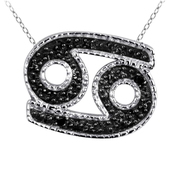 Distributed By Target Women's Accent Round-cut Black Diamond Pave Set Cancer Zodiac Pendant - White (18),