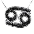 Distributed By Target Women's Accent Round-cut Black Diamond Pave Set Cancer Zodiac Pendant - White (18),
