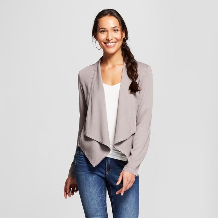 Women's Lace-up Back Drape Front Jacket - Knox Rose Gray