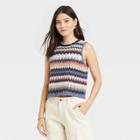 Women's Openwork Sweater Tank - Universal Thread Blue Multistriped