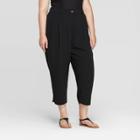 Women's Plus Size Mid-rise Straight Fit Cropped Trouser - Prologue Black