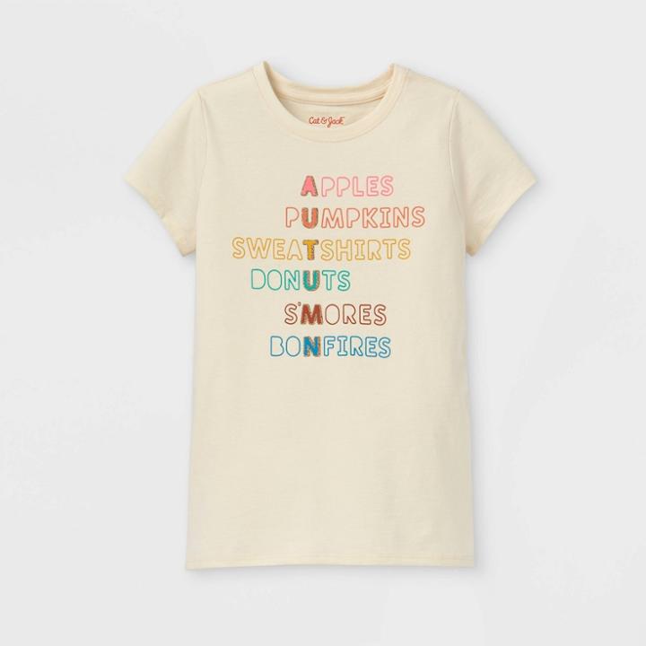 Girls' 'fall List' Short Sleeve Graphic T-shirt - Cat & Jack Cream