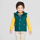 Genuine Kids From Oshkosh Toddler Boys' Canvas Vest With Hood - Green