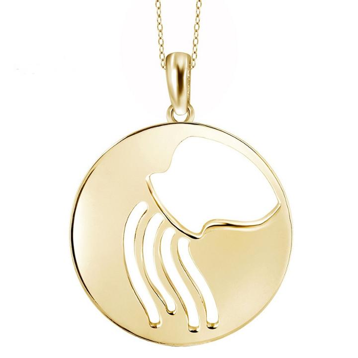 Target Aquarius Zodiac Pendant Necklace In Sterling Silver - 18, Girl's, Yellow