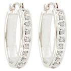 Distributed By Target Oval Sterling Silver Earrings With Diamond Accents - White, Women's,