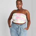 Women's Plus Size Tie-dye Tube Top - Wild Fable Pink/blue 1x, Women's,