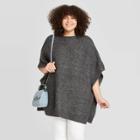 Women's Plus Size Poncho Sweater - Universal Thread Gray