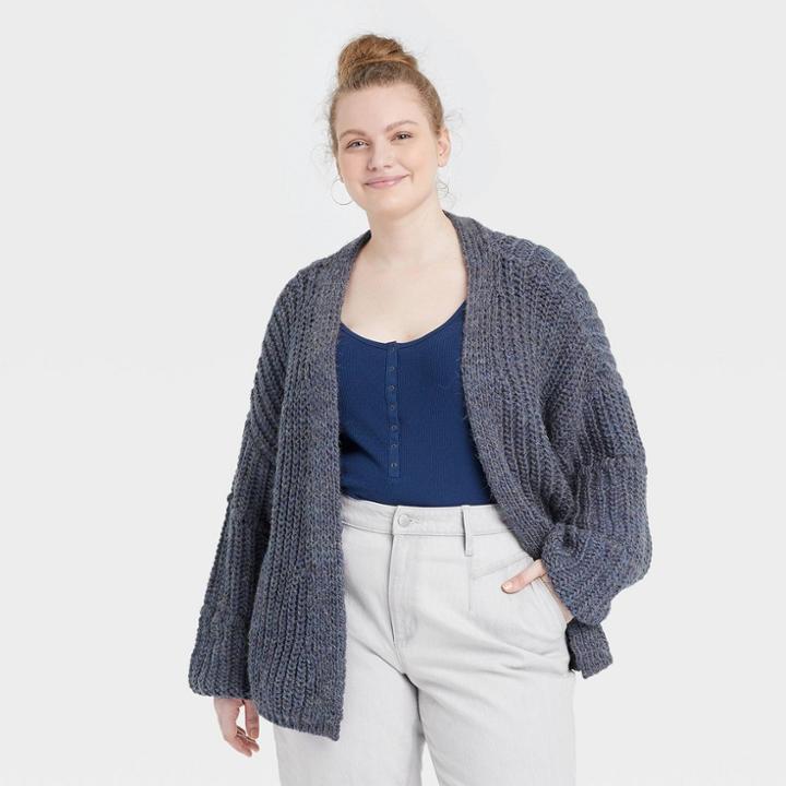 Women's Plus Size Cardigan - Universal Thread Gray Bubble