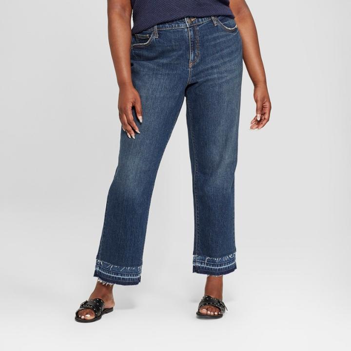 Target Women's Plus Size Released Hem Curvy Boyfriend Jeans - Universal Thread Dark Wash