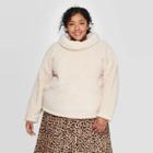 Women's Plus Size Turtleneck Sherpa Pullover Sweater - A New Day Cream