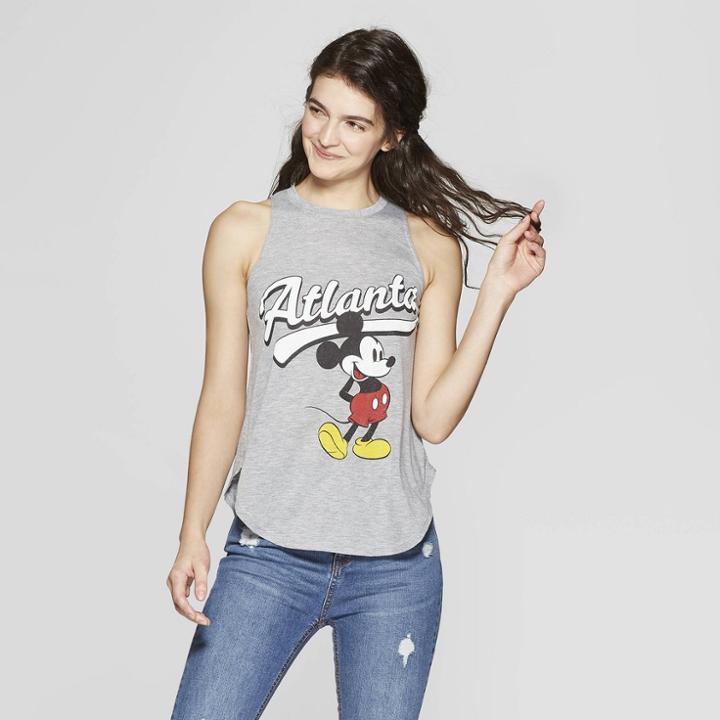 Disney Women's Mickey Mouse Sleeveless Crew Neck Tank Top - Awake Gray