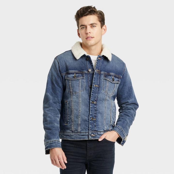 Men's Sherpa Jean Jacket - Goodfellow & Co Blue