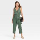 Women's Sleeveless Tie Shoulder Jumpsuit - A New Day Green
