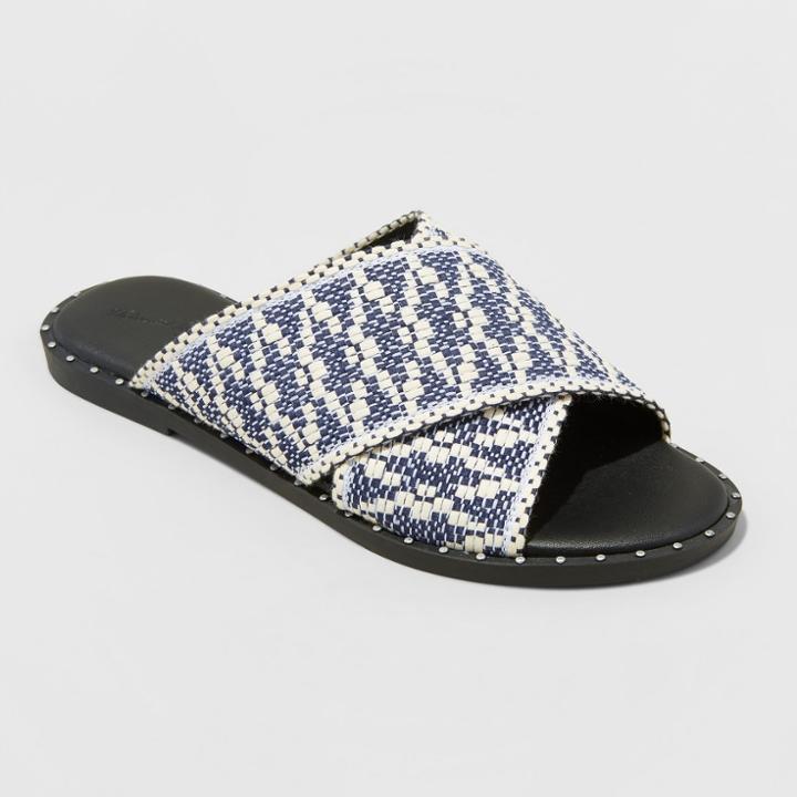 Women's Kyleigh Wide Width Cross Band Slide Sandals - Universal Thread Navy (blue) 11w,