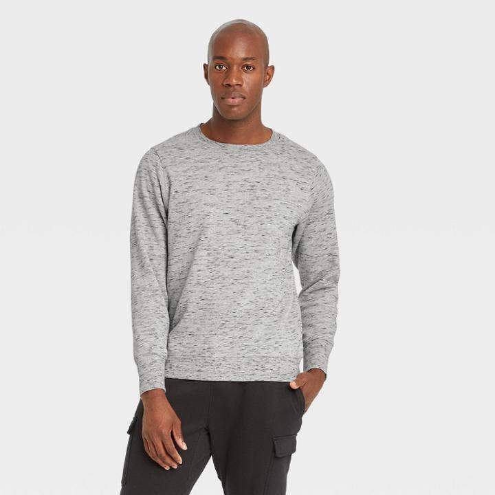 Men's Cotton Fleece Crewneck Sweatshirt - All In Motion Medium Heather Gray