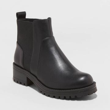 Women's Danton Faux Leather Pull-on Bootie - Universal Thread Black