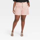 Women's Plus Size Polka Dot High-waisted Shorts - Who What Wear Pink