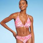 Women's Center Front Ring Triangle Bikini Top - Shade & Shore Pink Animal Print D/dd Cup
