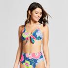 Women's Tie Front Bralette Bikini Top - Xhilaration Blue
