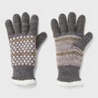 Isotoner Women's Polka Dot Recycled Yarn Fleece Lined Patterned Gloves - Grey, Black