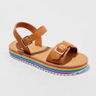 Girls' Valeria Rainbow Platform Sandals - Cat & Jack Cognac