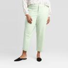 Women's Plus Size Slim Cropped Pants - A New Day Mint 14w, Women's, Green