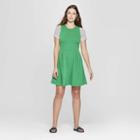 Women's Relaxed Fit Sleeveless Crew Neck Fit And Flare Ponte Dress - A New Day Green