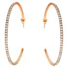 Zirconmania Women's Zirconite 50mm Round Crystal Hoop Earrings - Rose Gold