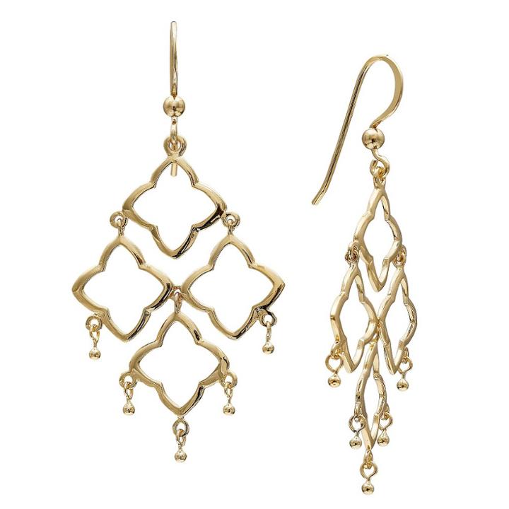 Target Women's Sterling Silver Drop Kite Earrings In 14k Gold - Yellow