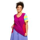Women's Plus Size Colorblock Short Sleeve Scoop Neck T-shirt - Stephen Burrows For Target Magenta 1x, Women's, Size:
