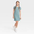 Girls' Notch Neck Dress - Art Class Teal Floral Xl, Blue Floral