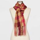 Women's Lightweight Plaid Blanket Scarf - A New Day Pink/brown