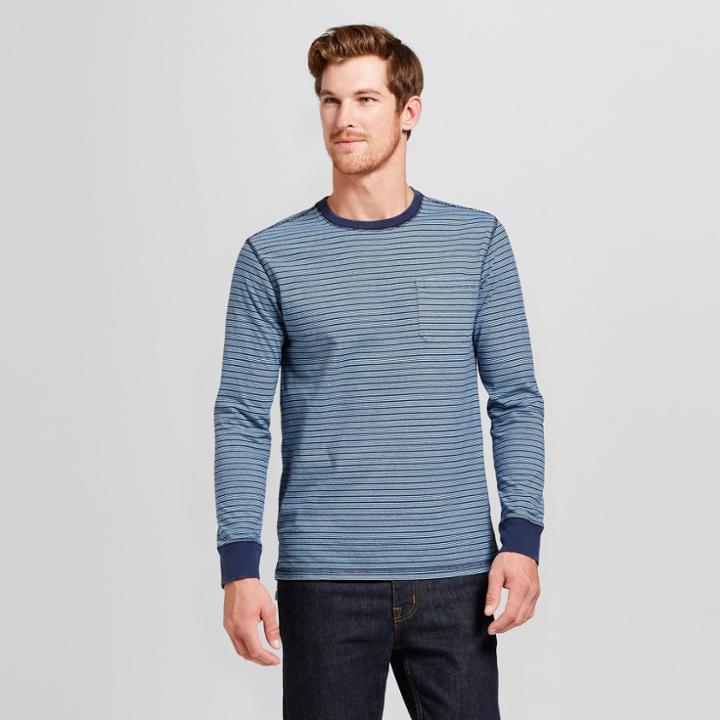 Men's Standard Fit Long Sleeve Front Pocket T-shirt - Goodfellow & Co Jamestown Blue