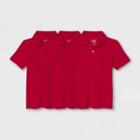 Boys' 3pk Short Sleeve Pique Uniform Polo Shirt - Cat & Jack Red