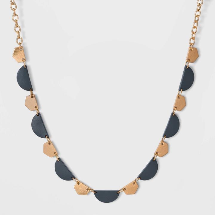 Half Moon And Geometric Shape Matte Spray Necklace - Universal Thread Gray, Women's
