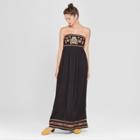 Women's Strapless Embroidered Maxi Dress - Xhilaration Carbon Black