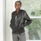 Women's Leather Bomber Jacket - A New Day Black