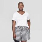 Women's Plus Size Pocket Short Sleeve Rolled Cuff V-neck T-shirt - Ava & Viv White
