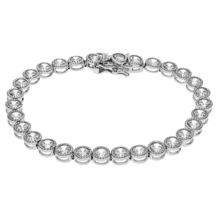 Journee Collection 3 7/8 Ct. T.w. Round-cut Cz Tennis Bezel Set Bracelet In Base Metal -