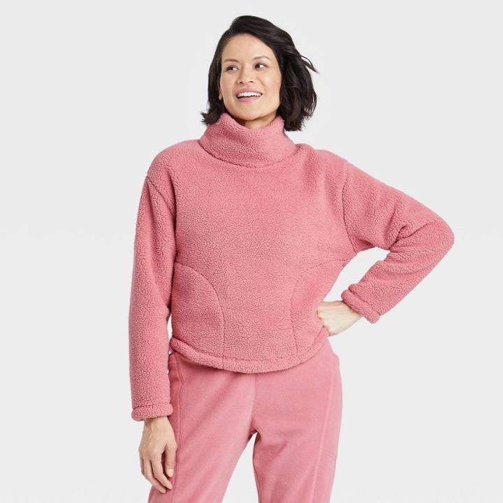 Women's Cozy Cowl Neck Pullover Sweatshirt - All In Motion Rose Red