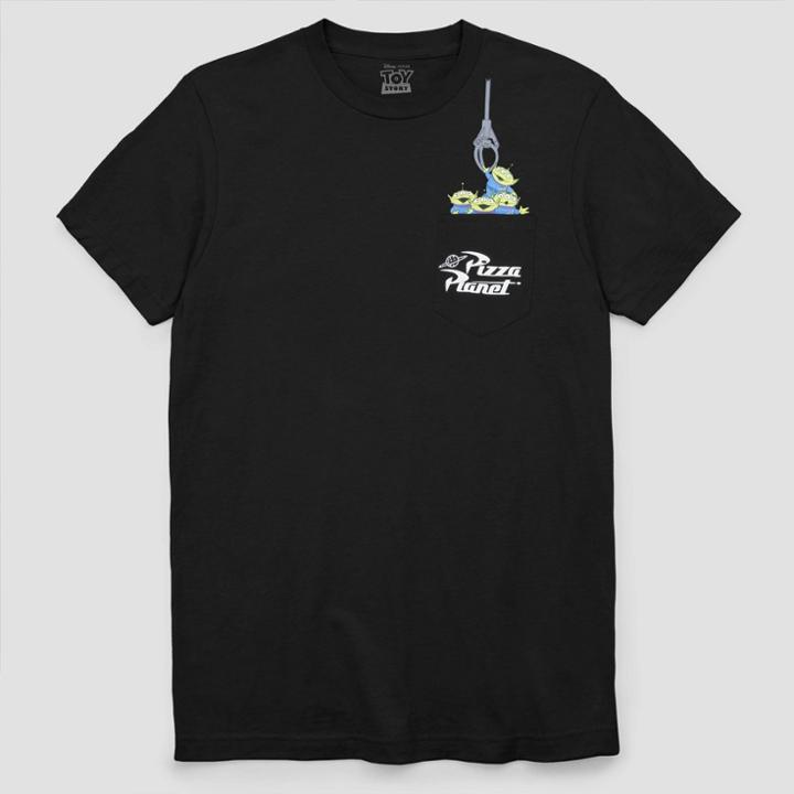 Disney Men's Toy Story Big & Tall Pocket Claw Short Sleeve Graphic T-shirt Black