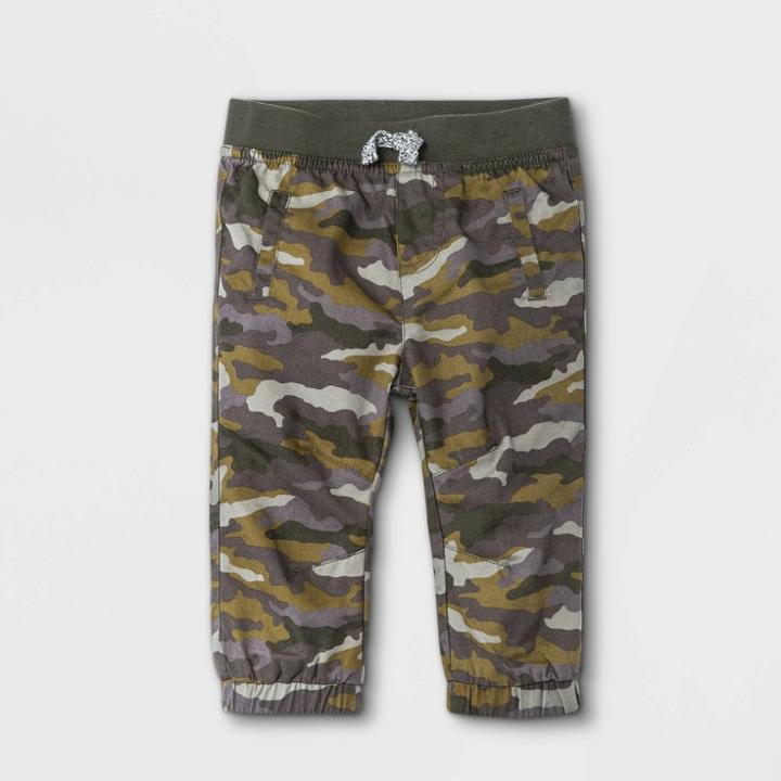 Baby Boys' Camo Woven Pull-on Pants - Cat & Jack Fern Green Newborn