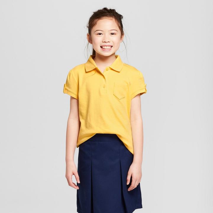 Girls' Short Sleeve Interlock Uniform Polo Shirt - Cat & Jack Yellow