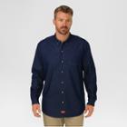 Dickies Men's Relaxed Fit Denim Long Sleeve Button-down Shirt- Indigo Blue Small, Indigo Blue Washed