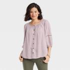 Women's 3/4 Sleeve Button-front Top - Knox Rose Purple