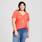 Women's Plus Size V-neck Short Sleeve T-shirt - Ava & Viv Orange