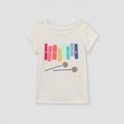 Toddler Girls' Glitter Rainbow Xylophone Short Sleeve T-shirt - Cat & Jack Cream
