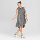 Women's Plus Size Striped Sleeveless Asymmetric Hem Shirt Dress - Who What Wear Black/white 2x, Black/white